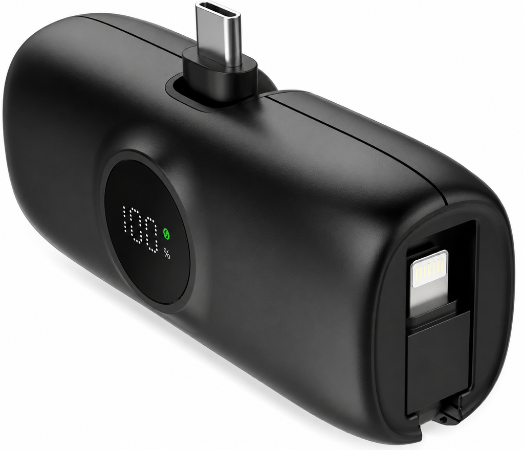 Mini Powerbank Voor USB-C Met iPhone Kabel 5000mAh