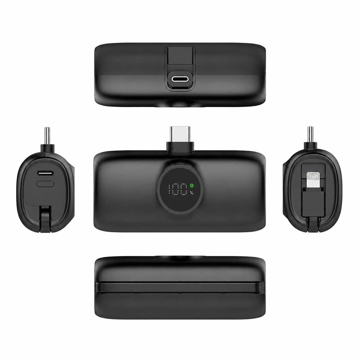 Mini Powerbank Voor USB-C Met iPhone Kabel 5000mAh